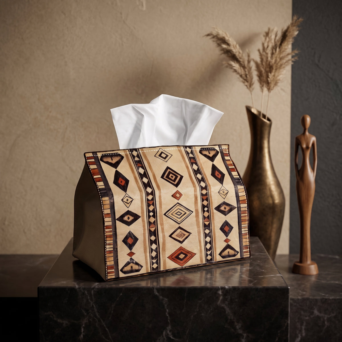 Boîte à Mouchoirs Liké Bogolan Beige 2